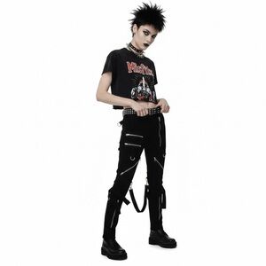 Tripp NYC Black Bondage Pants Unisex Punk Goth Grunge Rockstar Sleaze Size 28